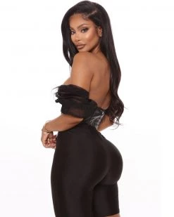 魅色 Faux Leather Bustier Top