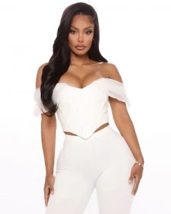 魅色 Faux Leather Bustier Top