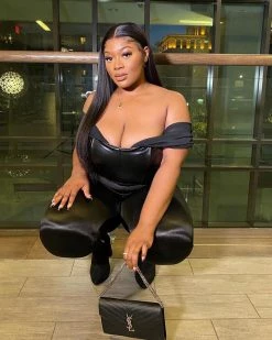 魅色 Faux Leather Bustier Top