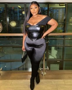 魅色 Faux Leather Bustier Top