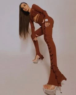 觅雪 New In Retro Knitted Trousers Suit