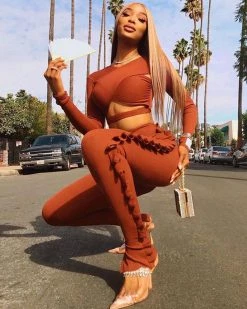 觅雪 New In Retro Knitted Trousers Suit