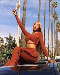 觅雪 New In Retro Knitted Trousers Suit