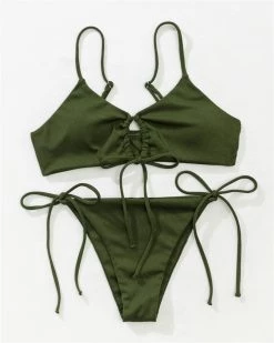 泳泰 New In Ruched Knot Tie Side Bikini Swimsuit