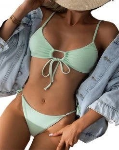 泳泰 New In Ruched Knot Tie Side Bikini Swimsuit