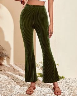 欧娅薇 New In Velvet Flare Leg Pants