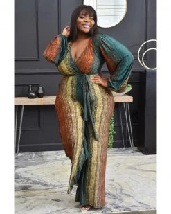 达梦 PLUS ABSTRACT BELTED PRINT JUMPSUIT