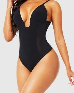 Divanewlook New In Plunge Shaper Thong Bodysuit