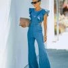 Divanewlook RUFFLE DENIM JUMPSUIT