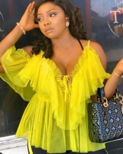 Divanewlook New In Ruffle Chiffon Blouse