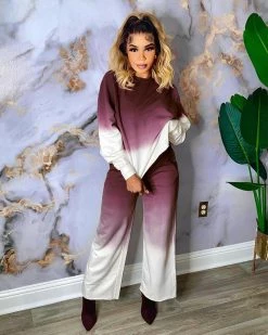 Divanewlook New In Grape Gradient Pant Suit