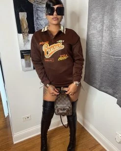 Divanewlook Printed Polo Sweatshirt New In