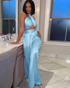 实力 Wide Leg Pants Suit