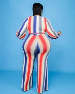 睡美人&集铭诚 New In Red Stripes Jumpsuit