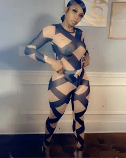 Divanewlook New In Sheer Black Bodysuit Set