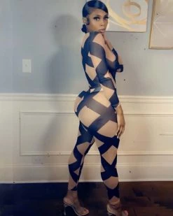 Divanewlook New In Sheer Black Bodysuit Set