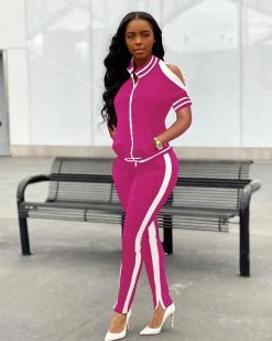 Divanewlook Slots And Zipper Jogger Set