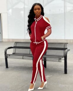 Divanewlook Slots And Zipper Jogger Set