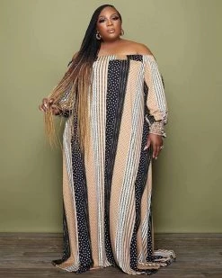 Divanewlook Polka Dot & Chain Combo Maxi Dress New In