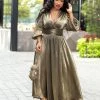 Divanewlook Golden Glitter Maxi Dress New In