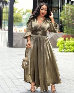 Divanewlook Golden Glitter Maxi Dress New In