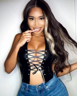 永曼 Rude Girl Faux Leather Halter Top