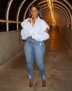 Divanewlook Solid Drop Shoulder Blouse