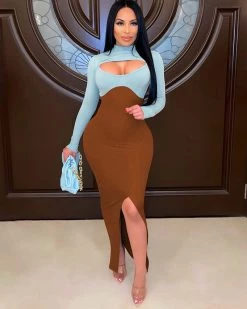 Divanewlook Sea Salt Latte Maxi Dress New In