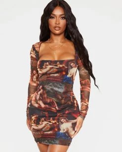 Divanewlook New In Oil Paint Dress