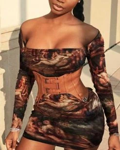 Divanewlook New In Oil Paint Dress