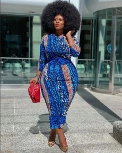 胖妹儿 Pretty Mix Body-Con Midi Dress