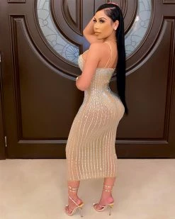 维妮亚 Victoriana Mesh Rhinestones Dress