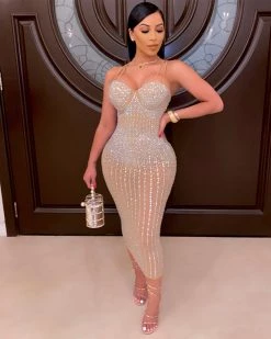 维妮亚 Victoriana Mesh Rhinestones Dress