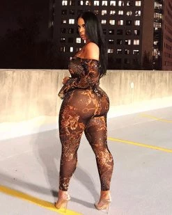 Divanewlook Mesh Leopard Jumpsuit