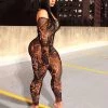 Divanewlook Mesh Leopard Jumpsuit