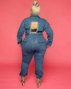 Divanewlook Denim Open Back Jumpsuit New In