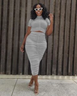 Divanewlook PLUS RUCHED SKIRT SET New In