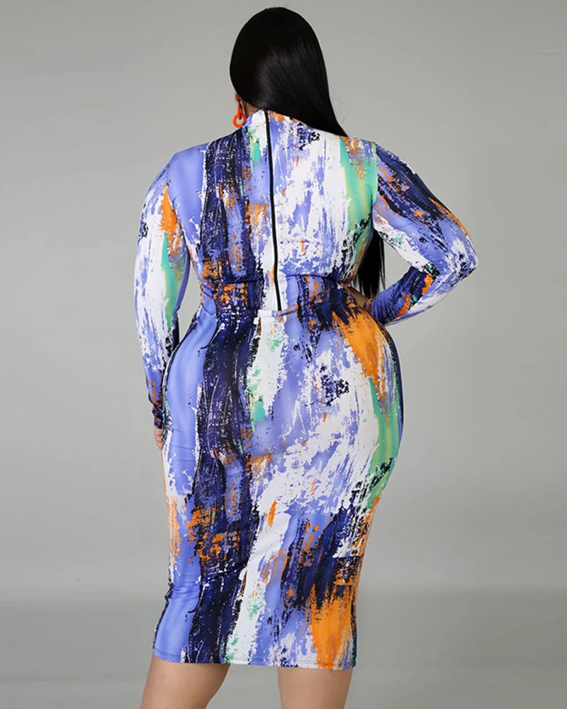 欧时尚 Brush Stroke BodyCon Dress 2 欧时尚 Brush Stroke BodyCon Dress