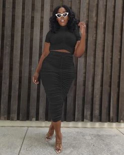 Divanewlook PLUS RUCHED SKIRT SET New In