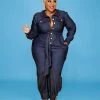 Divanewlook New In DENIM GOLD BUTTON JUMPSUIT