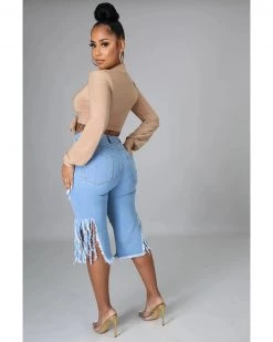 Divanewlook DELICIA DISTRESSD JEAN SHORTS New In