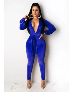 姗迪 Silver Fox Velvet Jumpsuit