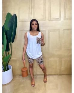 Divanewlook New In Leopard Tank And Biker Set