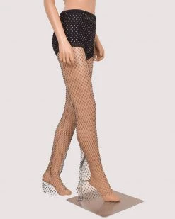络慈 Paris Studded Bling Fishnet Pants Leggings