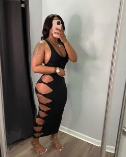 Divanewlook SOLID COLOR HOLLOWED OUT SKIRT