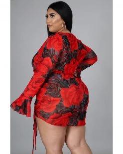 Divanewlook Mesh Rose Skirt Set