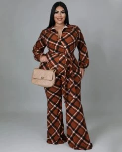 Divanewlook KIRA PLAID JUMPSUIT Plus Size