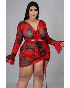 Divanewlook Mesh Rose Skirt Set