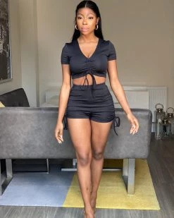 Divanewlook DRAWSTRING SHORT SET New In