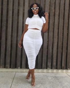 Divanewlook PLUS RUCHED SKIRT SET New In